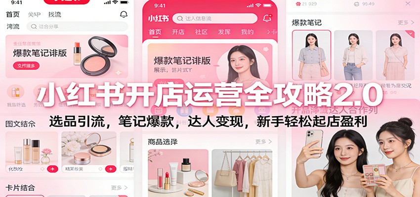 小红书开店运营全攻略2.0：选品引流，笔记爆款，达人变现，新手轻松起店盈利-心语项目网