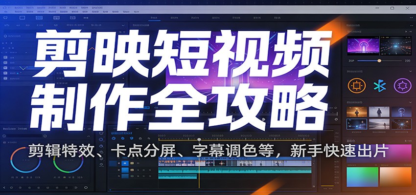 剪映短视频制作全攻略：剪辑特效、卡点分屏、字幕调色等，新手快速出片-心语项目网