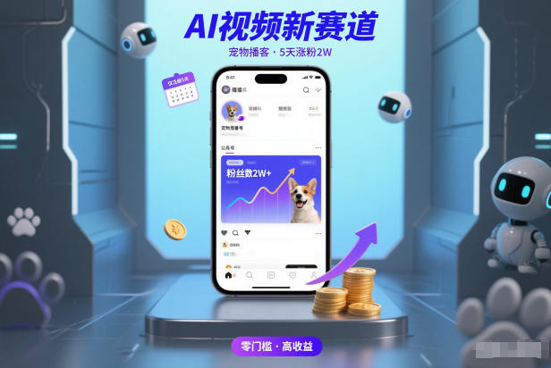 AI视频新赛道，宠物播客仅注册5天涨粉2W，收益非常可观-心语项目网