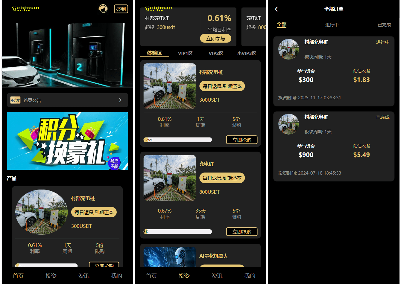 Fidelity充电桩投资理财系统源码-前端uniapp纯源码+后端PHP-心语项目网