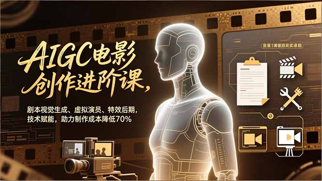 AIGC电影创作进阶课，剧本视觉生成、虚拟演员、特效后期，技术赋能，助力制作成本降低70%-心语项目网