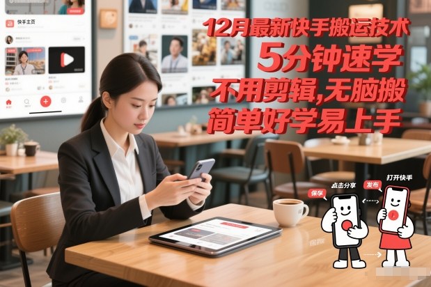 12月最新快手搬运技术，5分钟速学，不用剪辑无脑搬，简单好学易上手-心语项目网