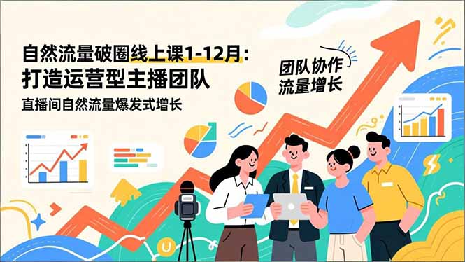 自然流量破圈线上课1-12月更新：打造运营型主播团队 直播间自然流量爆发式增长-心语项目网