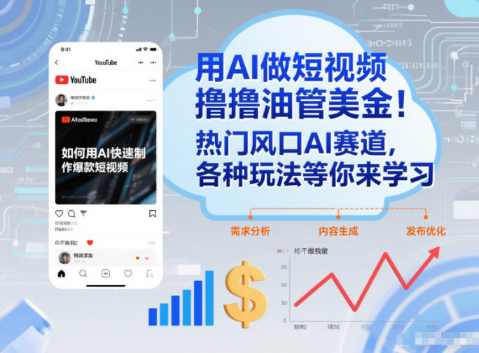 用AI做短视频撸油管美金，热门风口AI赛道，你不做我做，各种玩法等你来学习-心语项目网