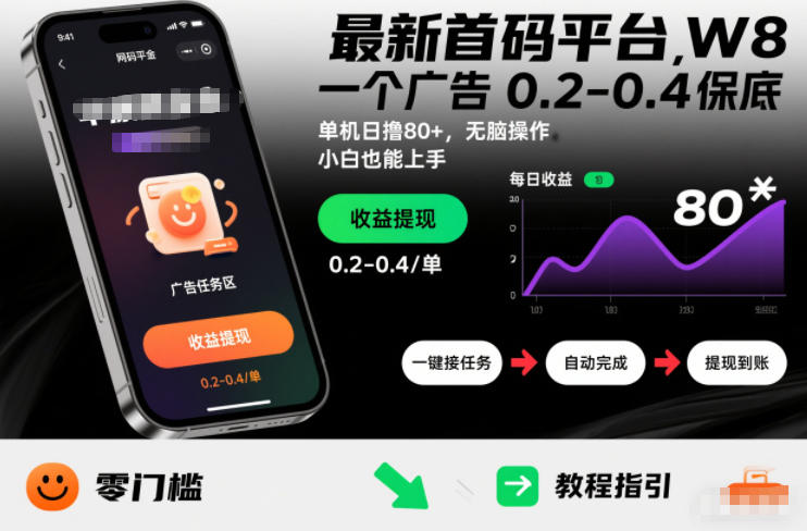 最新首码平台，一个广告 0.2-0.4 保底，单机日撸80+，可矩阵无脑操作，小白也能上手【揭秘】-心语项目网