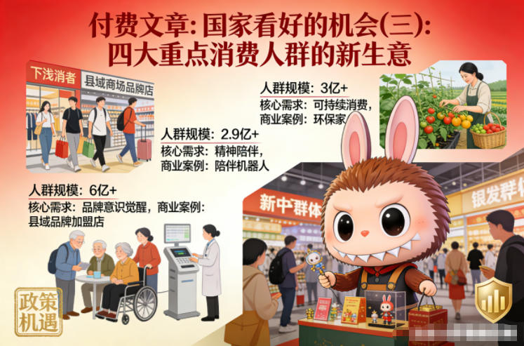 付费文章：国家看好的机会(三)：四大重点消 费人群的新生意-心语项目网