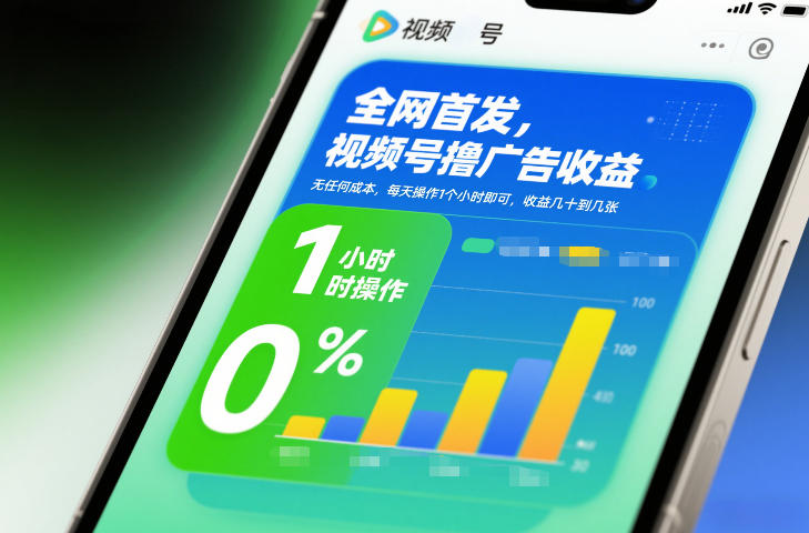 全网首发，视频号撸广告收益，无任何成本，每天操作1个小时即可，收益几十到几张-心语项目网