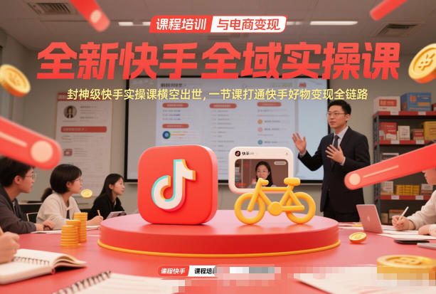 全新快手全域实操课，封神级快手实操课横空出世，一节课打通快手好物变现全链路-心语项目网