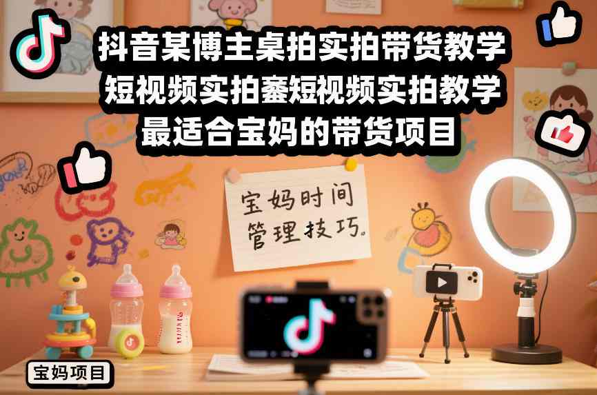 抖音某博主桌拍实拍带货教学，短视频实拍教学，最适合宝妈的带货项目-心语项目网