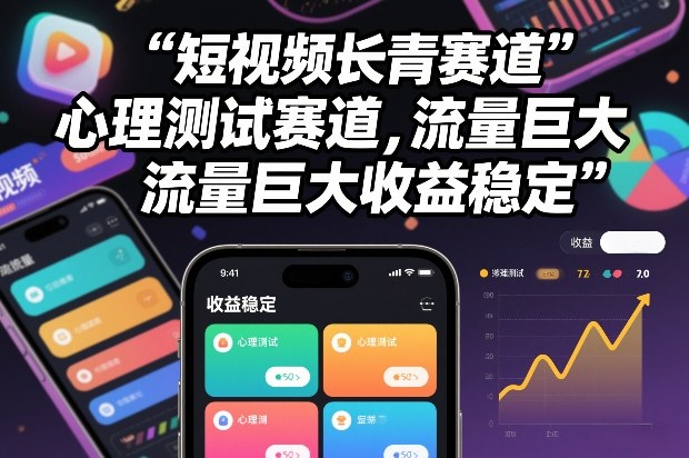 短视频长青赛道，心里测试赛道，流量巨大，收益稳定-心语项目网