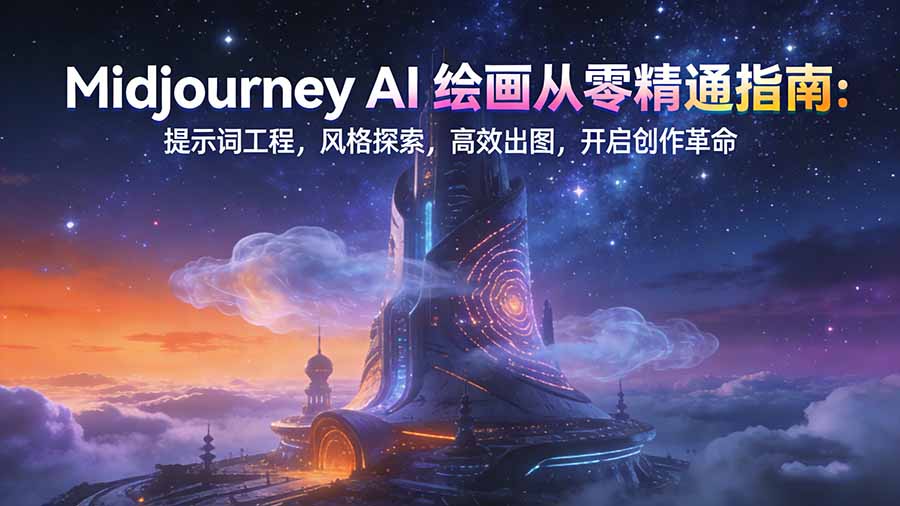 Midjourney AI绘画从零精通指南：提示词工程，风格探索，高效出图，开启创作革命-心语项目网