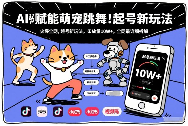 AI赋能萌宠跳舞，火爆全网，起号新玩法，条条播放量10W+，全网最详细拆解-心语项目网