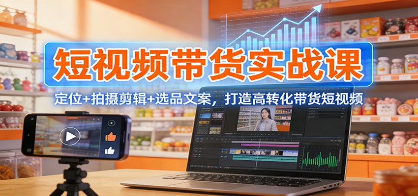 短视频带货实战课：定位+拍摄剪辑+选品文案，打造高转化带货短视频-心语项目网