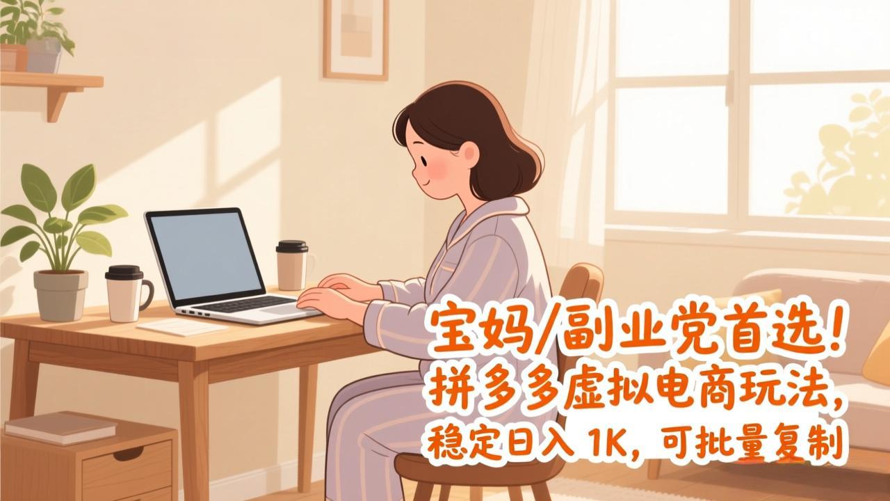 宝妈 / 副业党首选！拼多多虚拟电商玩法，稳定日入 1K，可批量复制-心语项目网