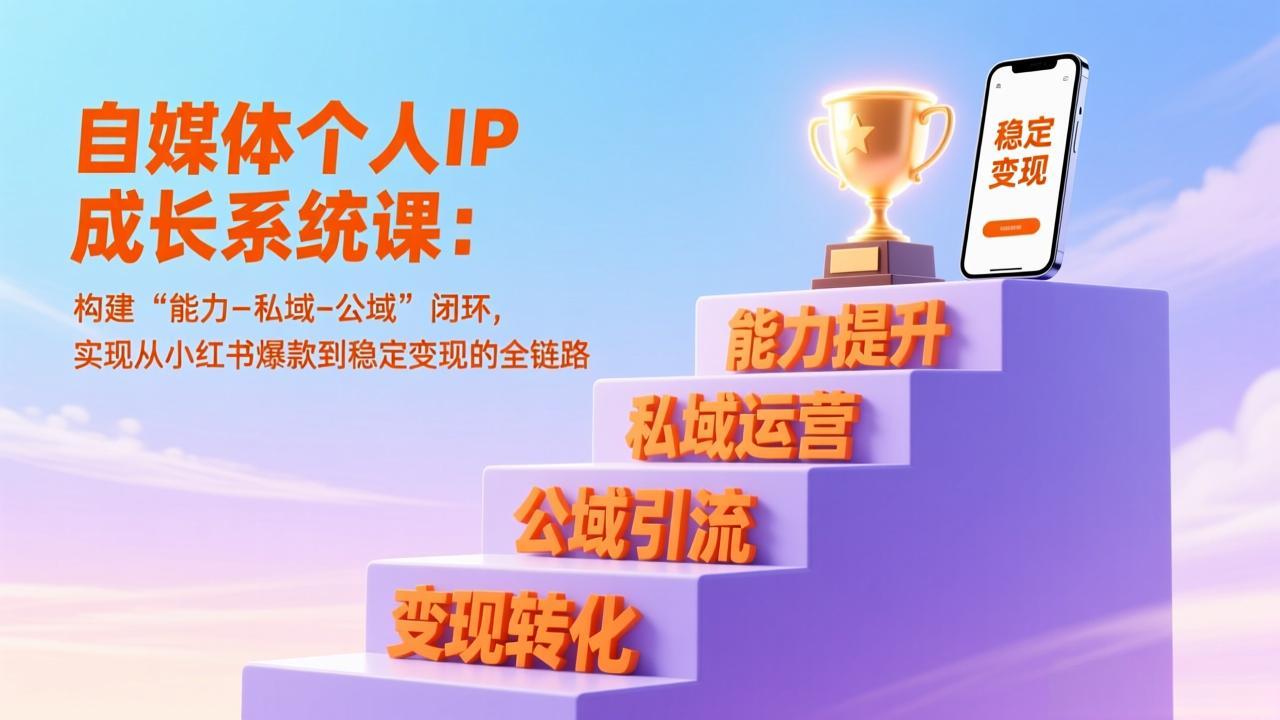 自媒体个人IP成长系统课：构建“能力-私域-公域”闭环，实现从小红书爆款到稳定变现的全链路-心语项目网