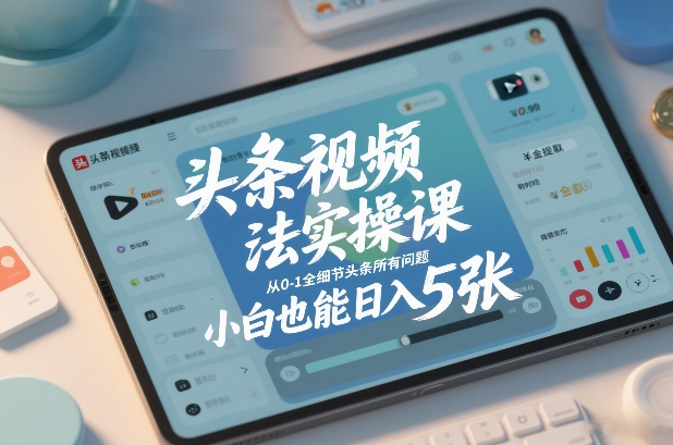 头条视频玩法实操课，从0-1全细节头条所有问题，小白也能日入5张-心语项目网