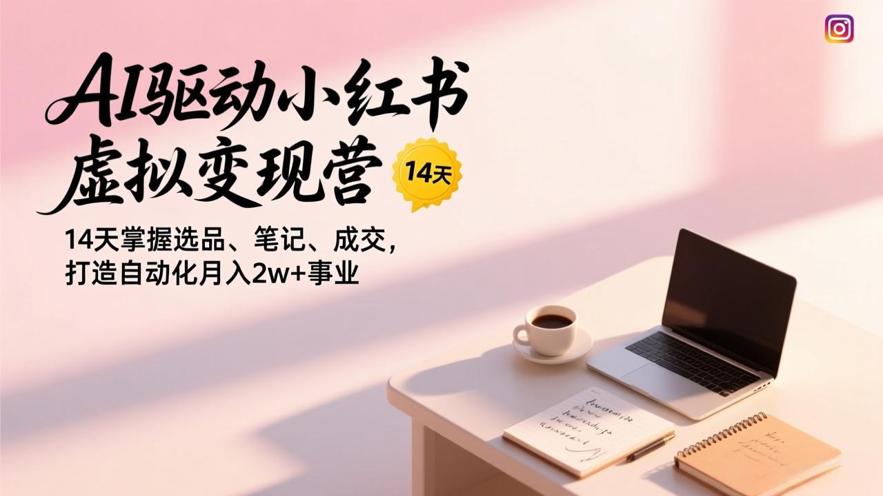 AI驱动小红书虚拟变现营，14天掌握选品、笔记、成交，打造自动化月入2w+事业-心语项目网