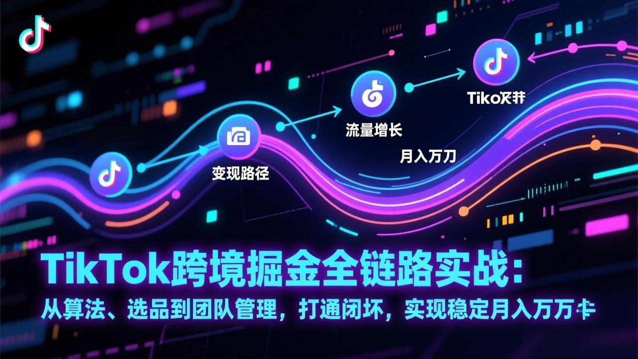 TikTok跨境掘金全链路实战：从算法、选品到团队管理，打通闭环，实现稳定月入万刀-心语项目网