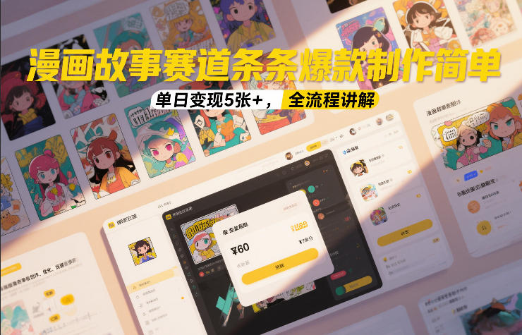 漫画故事赛道条条爆款制作简单，单日变现5张+，全流程讲解-心语项目网