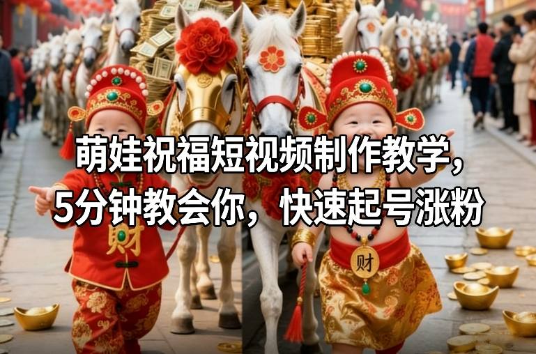 萌娃祝福短视频制作教学，5分钟教会你，快速起号涨粉-心语项目网