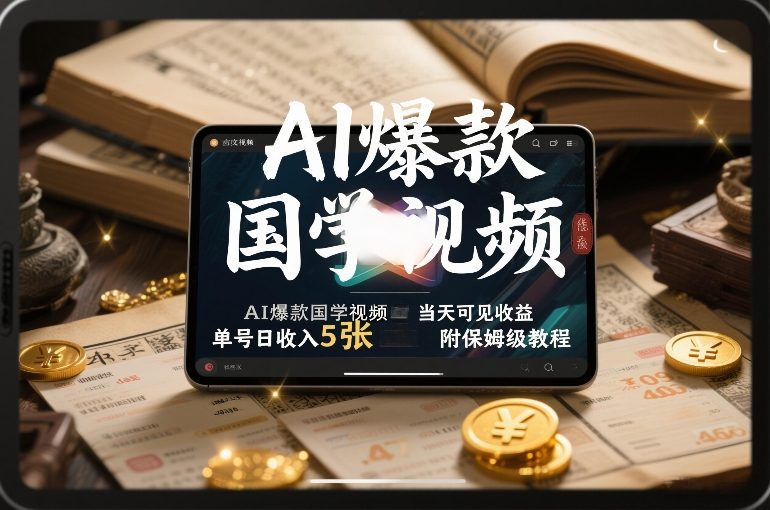 AI爆款国学视频，独家起号方法，小白直接上手，当天可见收益，单号日收入5张+附保姆级教程-心语项目网