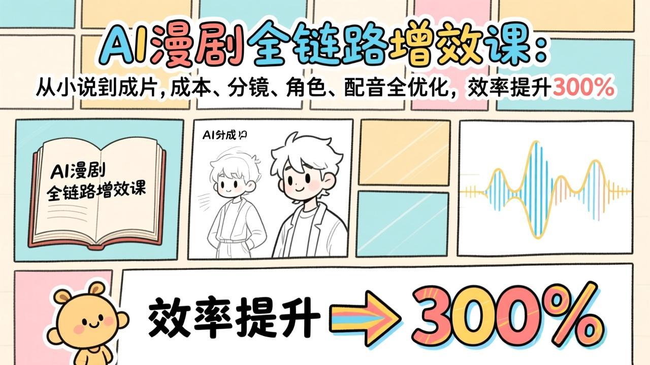 AI漫剧全链路增效课：从小说到成片，成本、分镜、角色、配音全优化，效率提升300%-心语项目网