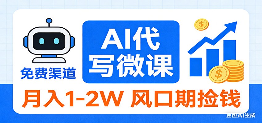 2026告别打工！AI 代写微课，提供免费渠道，月入 1-2W 风口期捡钱-心语项目网