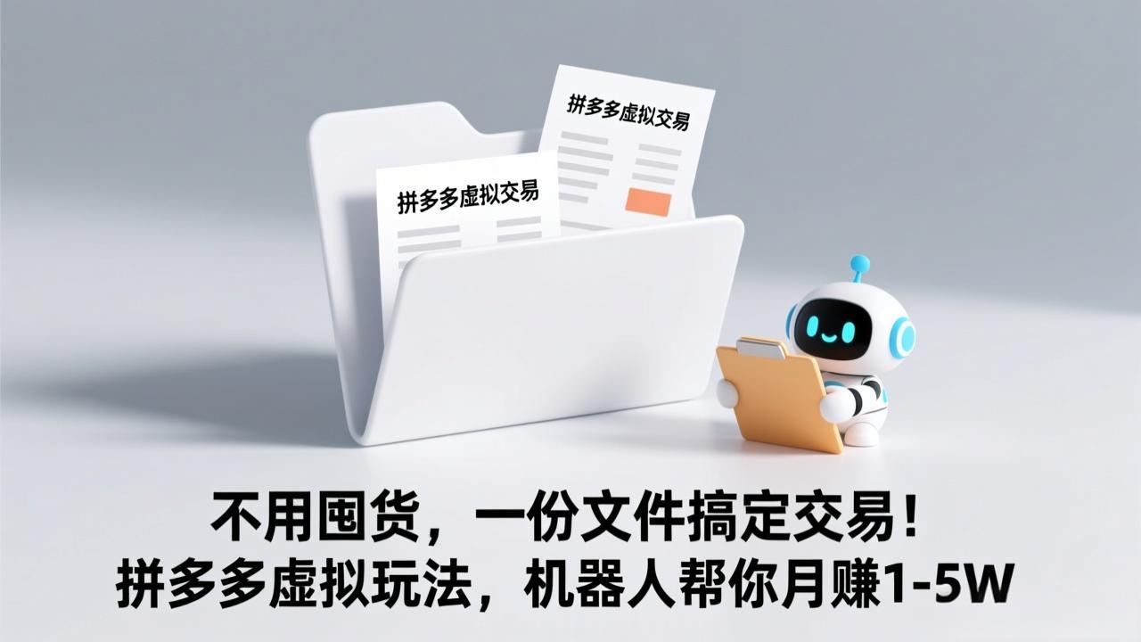 不用囤货，一份文件搞定交易！拼多多虚拟玩法，机器人帮你月赚 1-5W-心语项目网