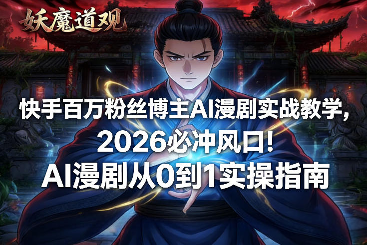 快手百万粉丝博主AI漫剧实战教学，2026必冲风口！AI漫剧从0到1实操指南-心语项目网