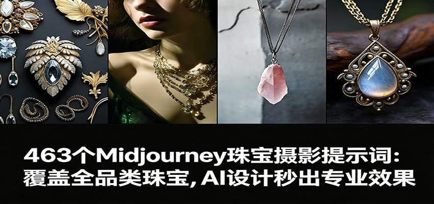 463个Midjourney珠宝摄影提示词：覆盖全品类珠宝，AI设计秒出专业效果-心语项目网