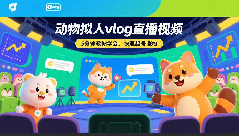 动物拟人vlog直播视频，5分钟教你学会，快速起号涨粉-心语项目网