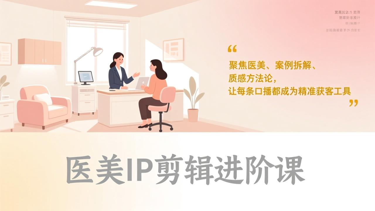医美IP剪辑进阶课，聚焦医美、案例拆解、质感方法论，让每条口播都成为精准获客工具-心语项目网
