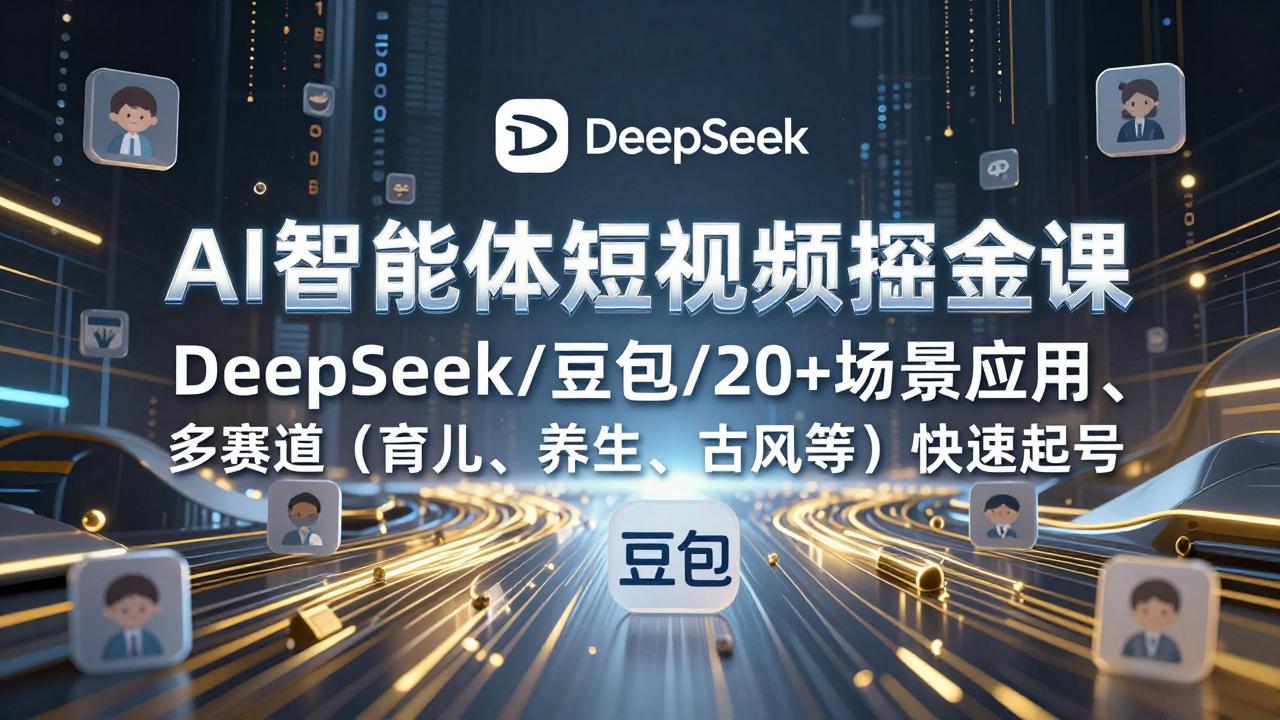 AI智能体短视频掘金课，DeepSeek/豆包/20+场景应用、多赛道(育儿、养生、古风等-心语项目网