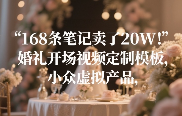 168条笔记卖了20W！婚礼开场视频定制模板，小众虚拟产品-心语项目网