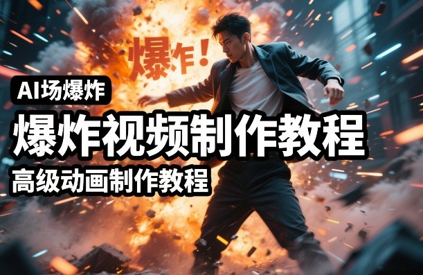 AI场景爆炸视频制作教程，利用人物实拍视频制作出高级的动画特效-心语项目网
