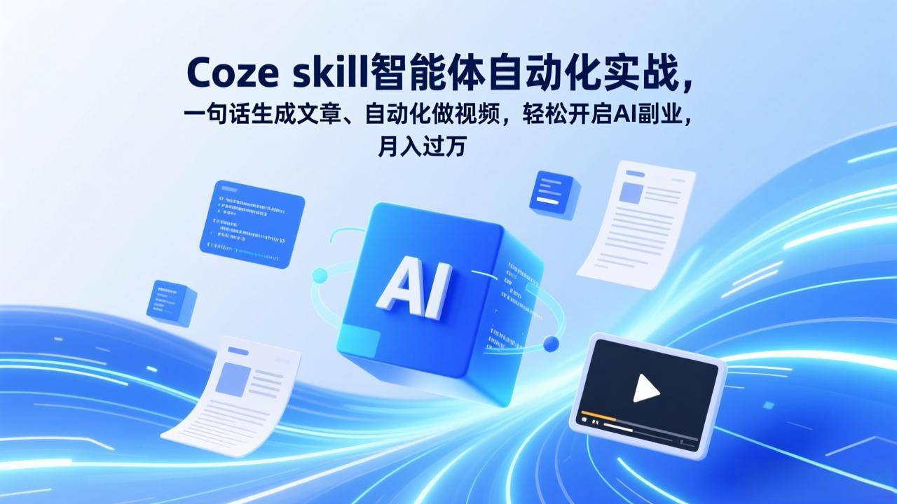 Coze skill智能体自动化实战，一句话生成文章、自动化做视频，轻松开启AI副业，月入过万-心语项目网