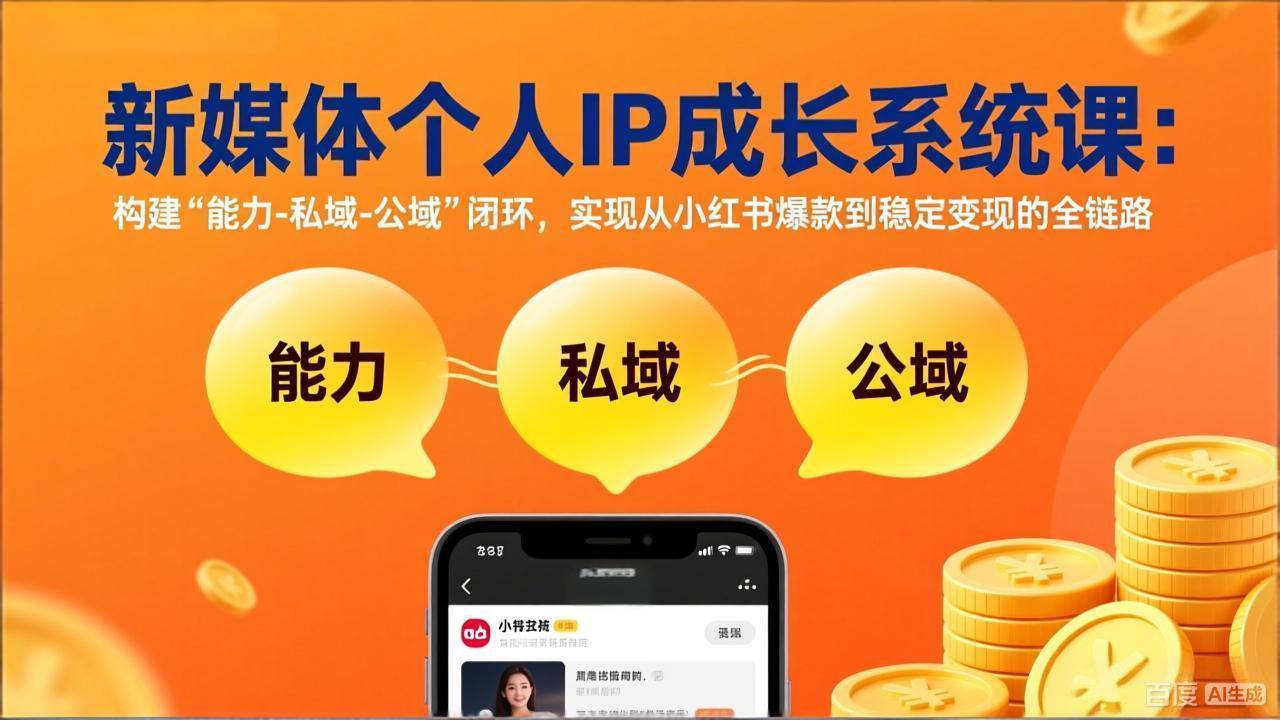 新媒体个人IP成长系统课-更新：构建“能力-私域-公域”闭环，实现从小红书爆款到稳定变现-心语项目网