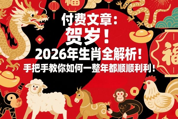 付费文章：贺岁！2026年生肖全解析！手把手教你如何一整年都顺顺利利！-心语项目网