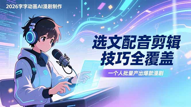 2026字字动画AI漫剧制作-1期，选文配音剪辑技巧全覆盖，一个人就能批量产出爆款漫剧-心语项目网