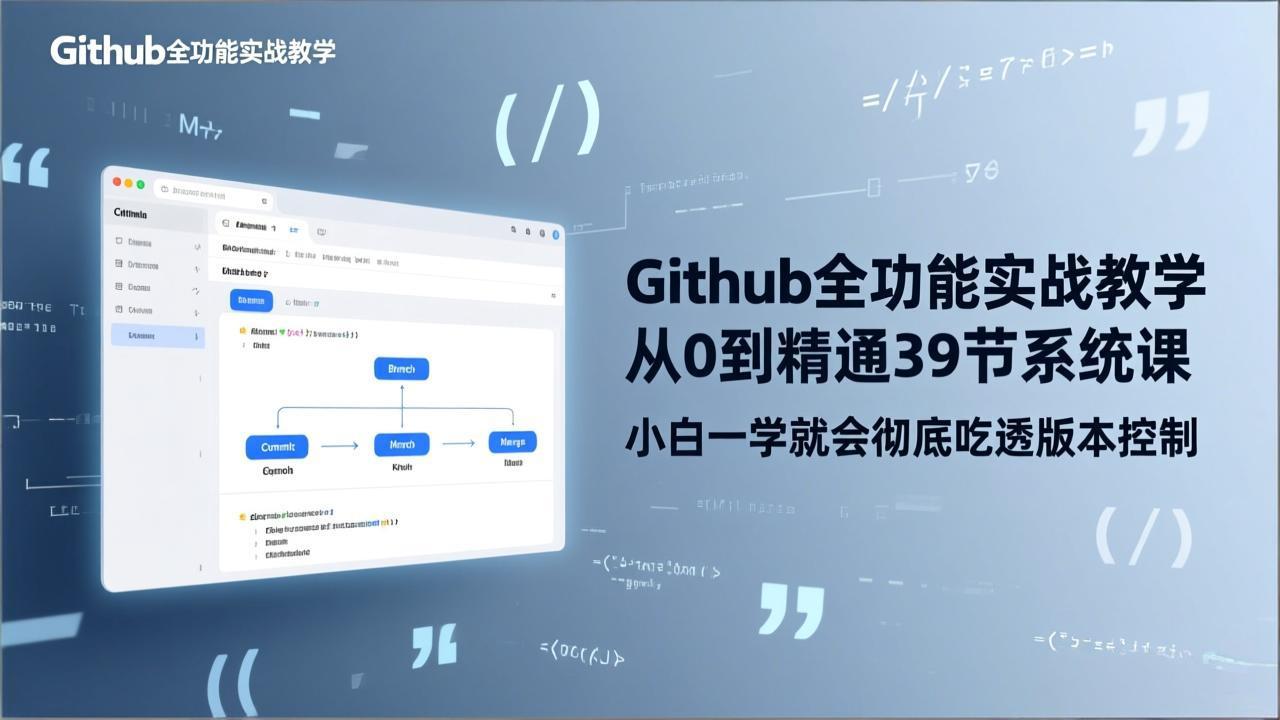 GitHub-全功能实战教学，从0到精通39节系统课，小白一学就会彻底吃透版本控制-心语项目网