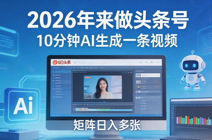 2026年来做头条号，10分钟AI生成一条视频，矩阵日入多张-心语项目网