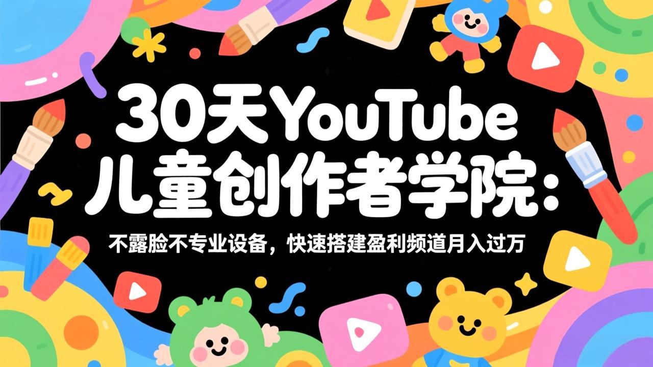 30天YouTube儿童创作者学院：不露脸不专业设备，快速搭建盈利频道月入过万-心语项目网
