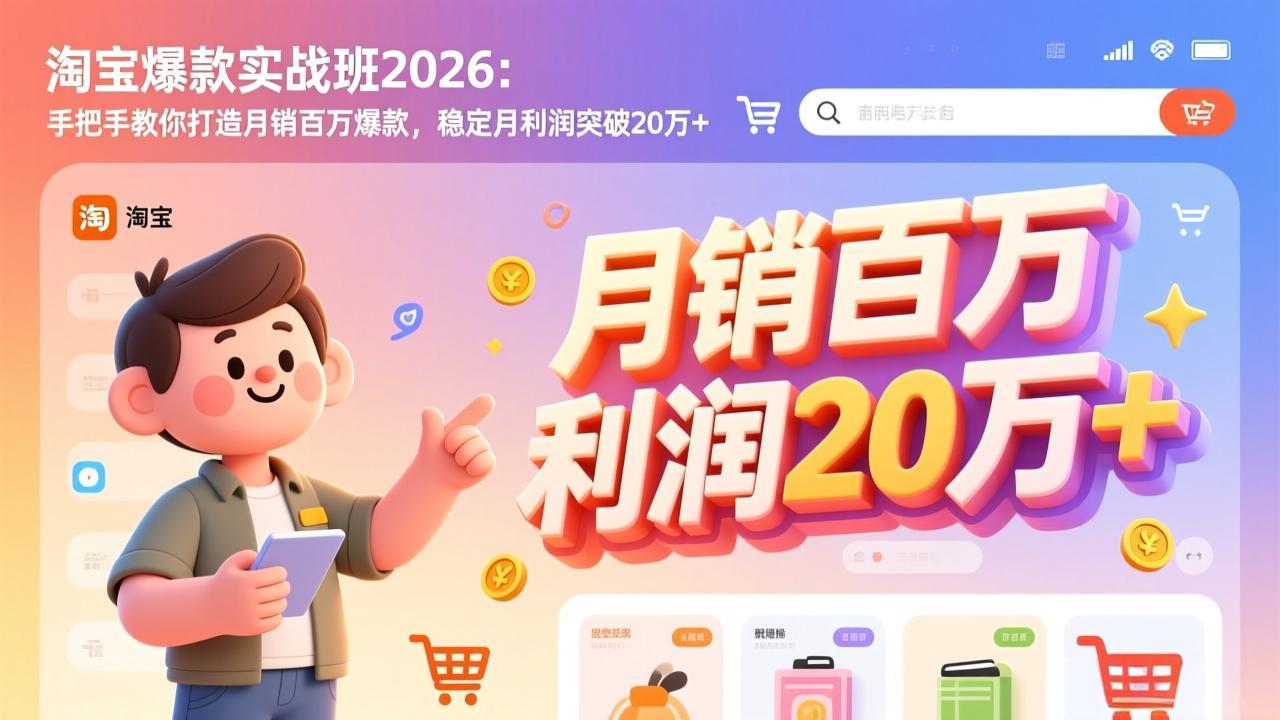 淘宝爆款实战班-2026年3月更新：手把手教你打造月销百万爆款，稳定月利润突破20万+-心语项目网