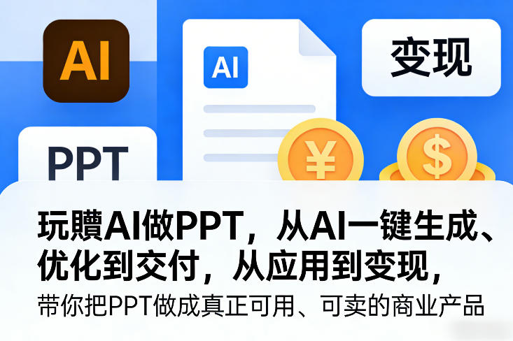 玩賺AI做PPT，从AI一键生成、优化到交付，从应用到变现，带你把PPT做成真正可用、可卖的商业产品-心语项目网