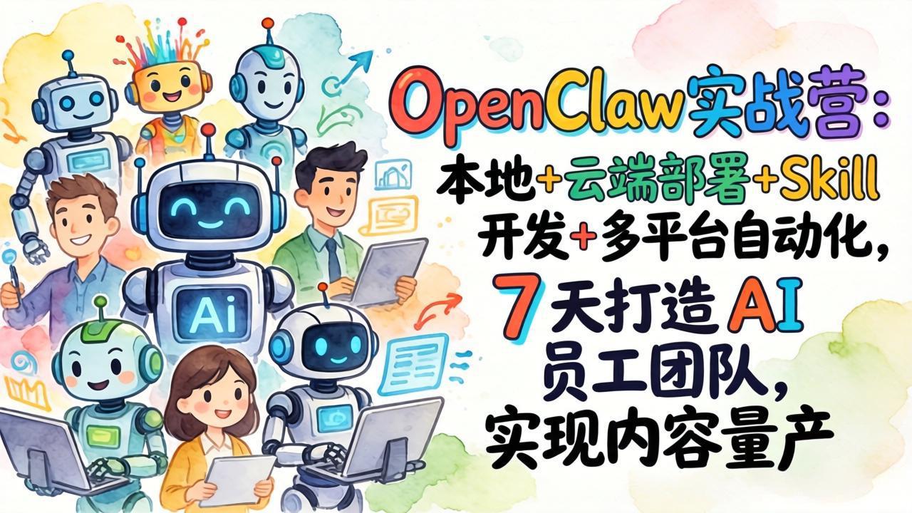 OpenClaw实战营：本地+云端部署+Skill开发+多平台自动化，7 天打造 AI 员工团队，实现内容量产-心语项目网