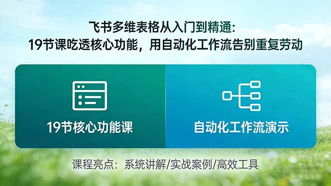 飞书多维表格从入门到精通：19节课吃透核心功能，用自动化工作流告别重复劳动-心语项目网