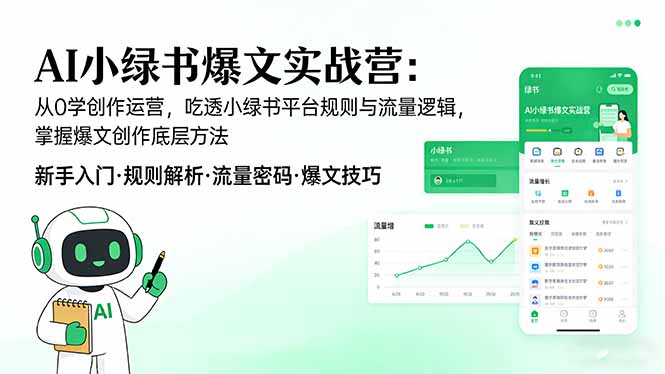 AI 小绿书爆文实战营：从0学创作运营，吃透小绿书平台规则与流量逻辑，掌握爆文创作底层方法-心语项目网