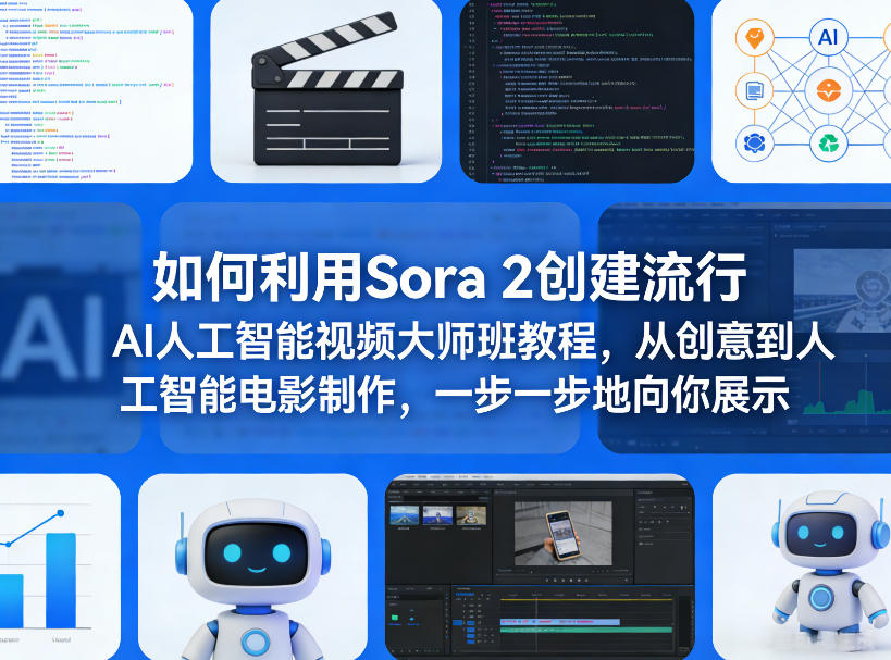 如何利用Sora 2创建流行AI人工智能视频大师班教程，从创意到人工智能电影制作，一步一步地向你展示-心语项目网