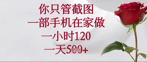 你只管截图，一部手机在家操作，一小时120.一天5张【揭秘】-心语项目网