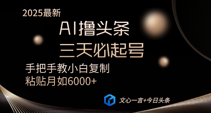 AI撸头条三天必起号手把手教小白复制粘贴月入6000+教程-心语项目网